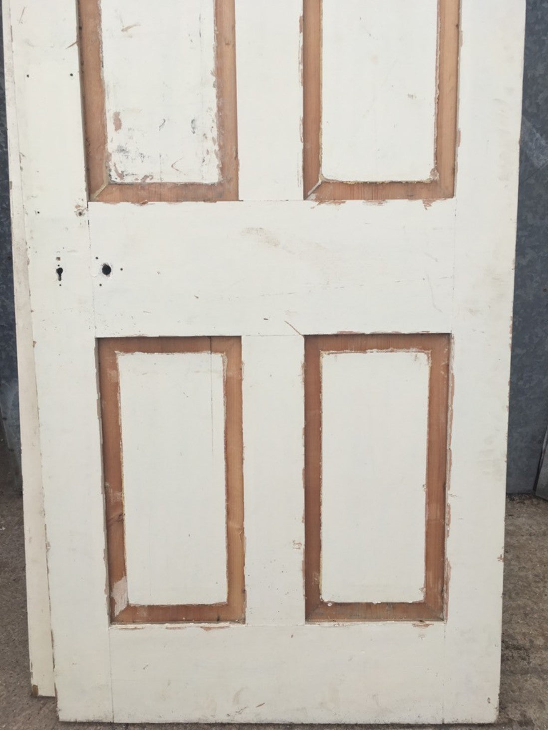 31 1/2”x78 1/4” Reclaimed Victorian Painted Pine 2 Over 2 Panel Internal Door