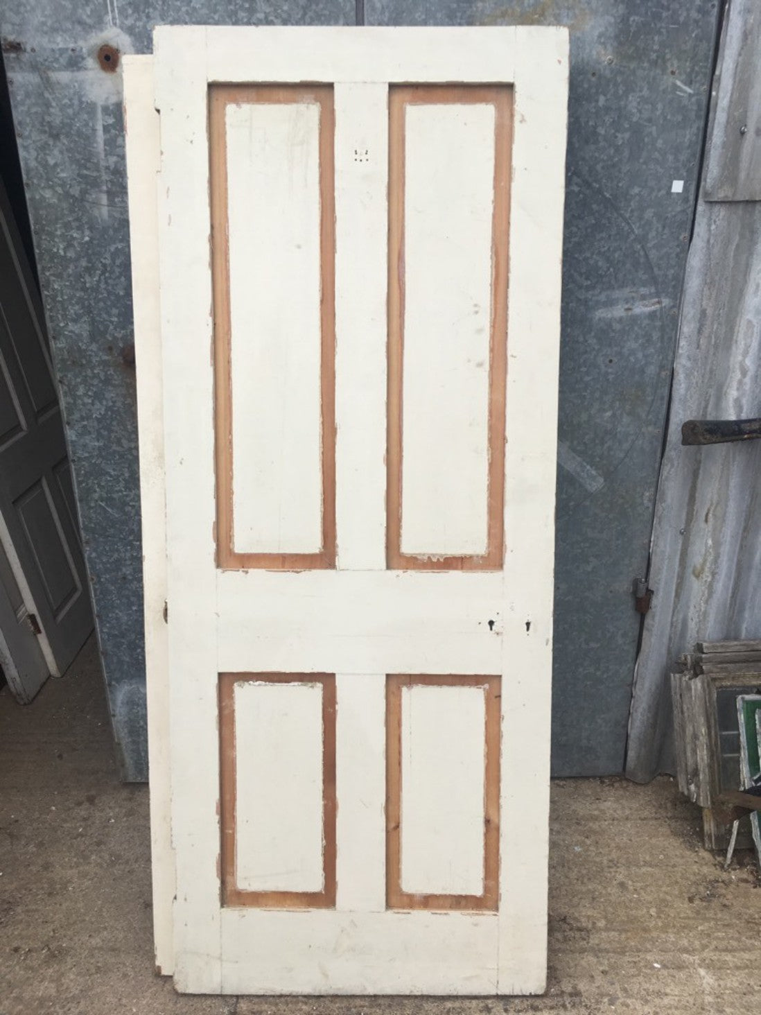 31 1/2”x78 1/4” Reclaimed Victorian Painted Pine 2 Over 2 Panel Internal Door