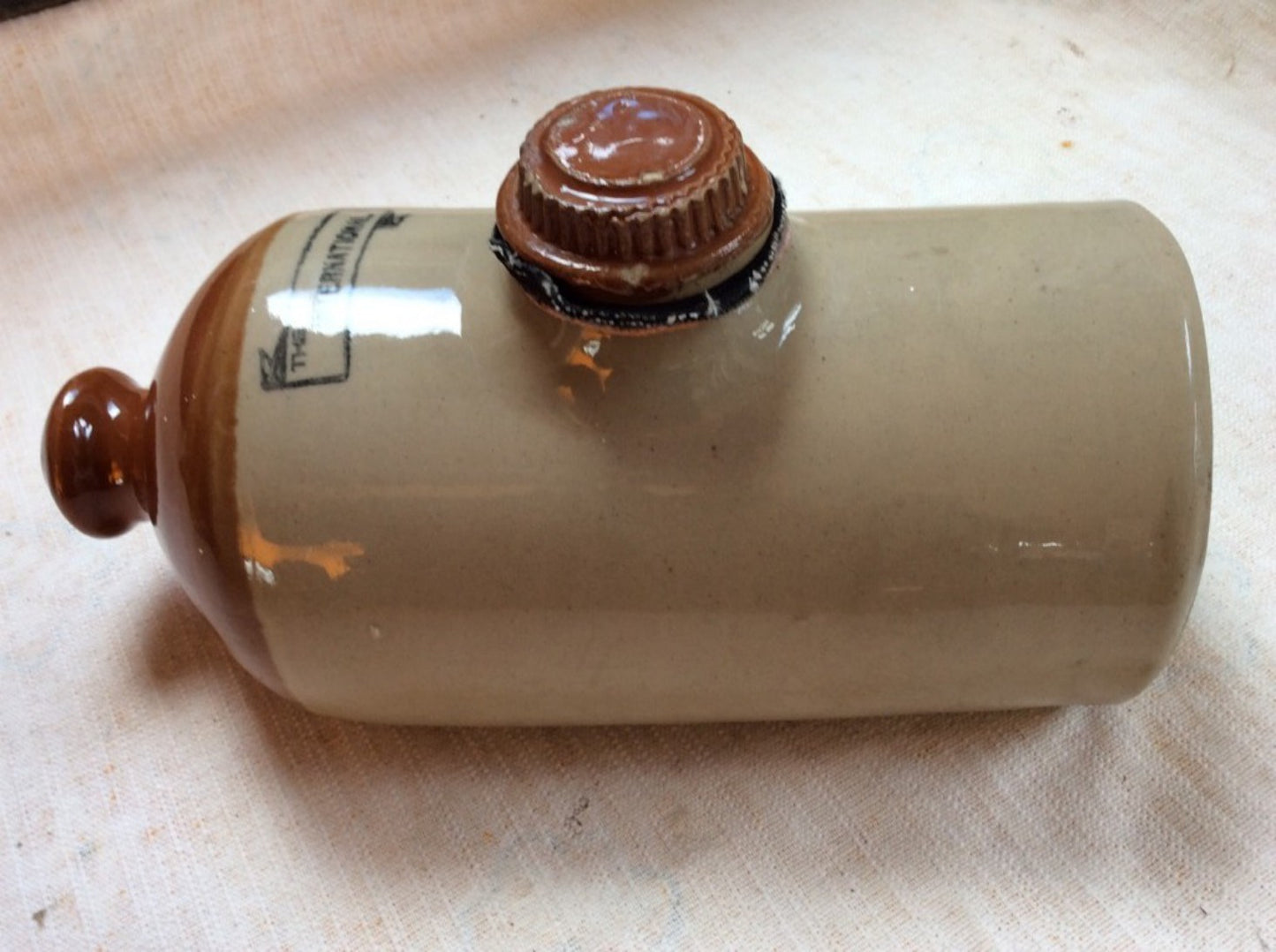 Vintage Old ‘The International’ Stoneware Bed Warmer 25.5cm Long