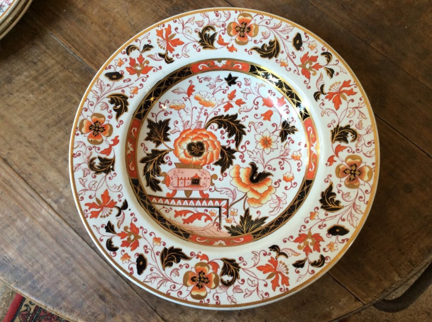 Nine Interesting Old Hall China Plates & Cake Stand 3 Dinner 6 Soup