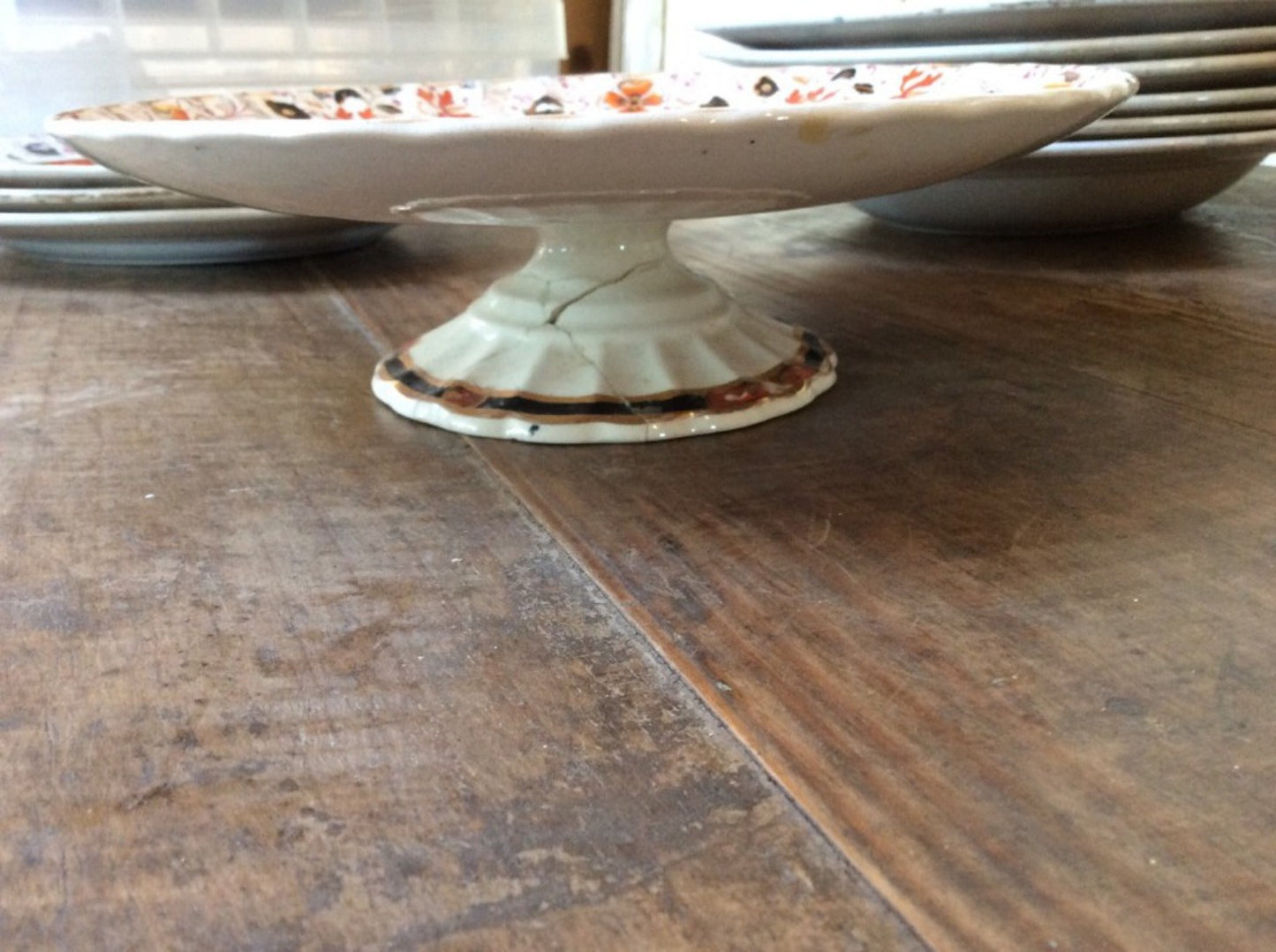 Nine Interesting Old Hall China Plates & Cake Stand 3 Dinner 6 Soup