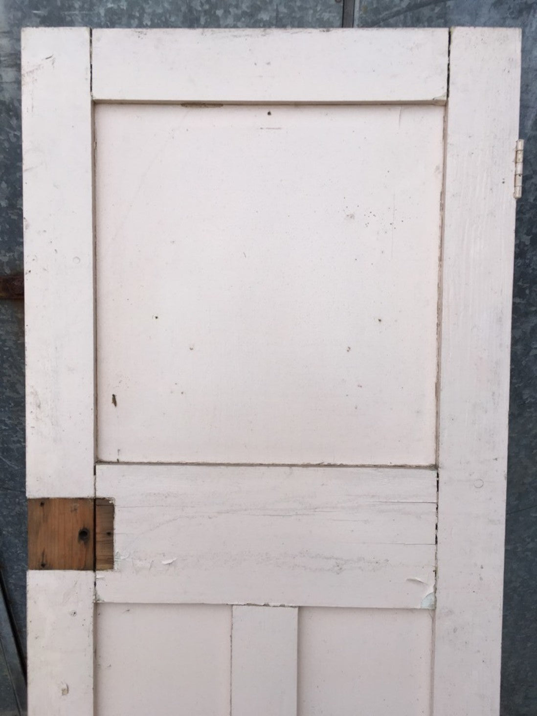 26 7/8”x71 1/4” Reclaimed 1930s Painted Pine Three Panel Short Internal Door