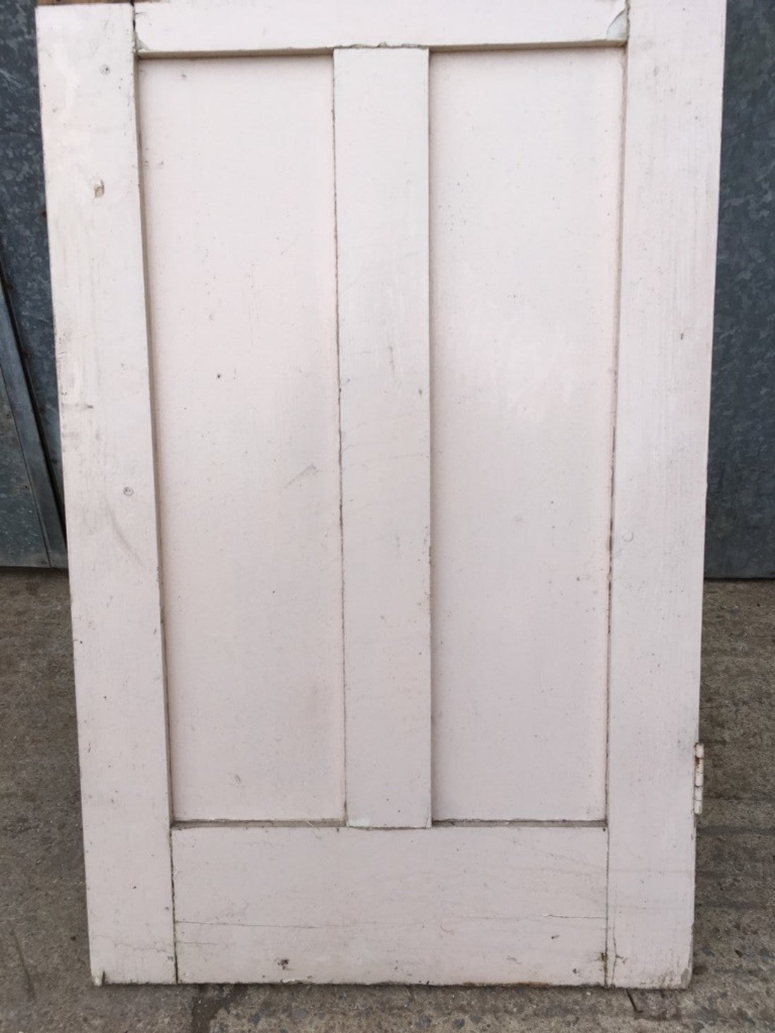 26 7/8”x71 1/4” Reclaimed 1930s Painted Pine Three Panel Short Internal Door