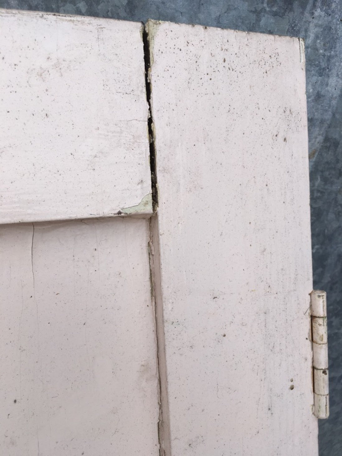 26 7/8”x71 1/4” Reclaimed 1930s Painted Pine Three Panel Short Internal Door
