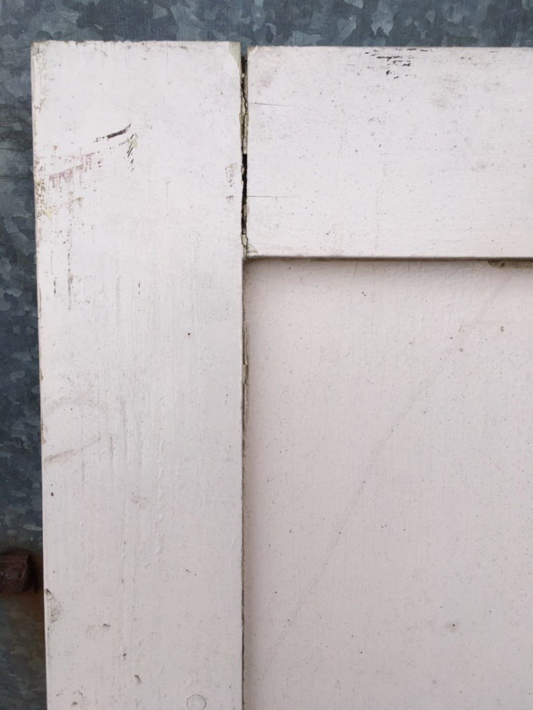 26 7/8”x71 1/4” Reclaimed 1930s Painted Pine Three Panel Short Internal Door