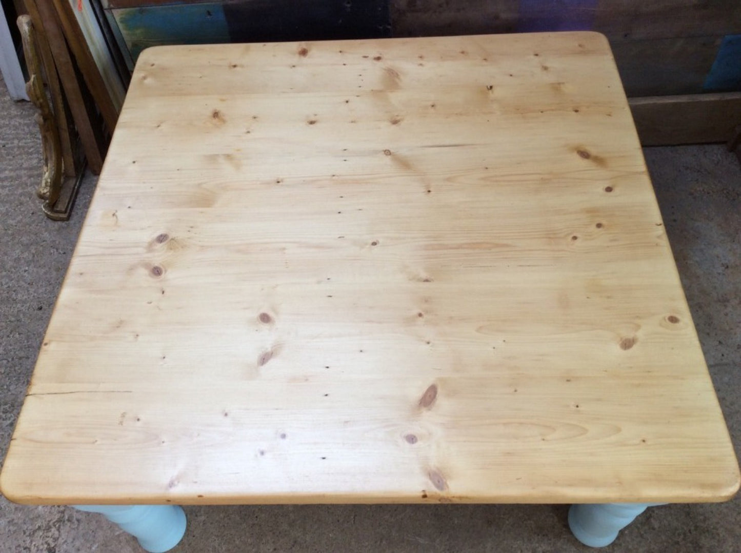 Salvaged Victorian Pine Old Square Painted Coffee Table 46cm X 100cm