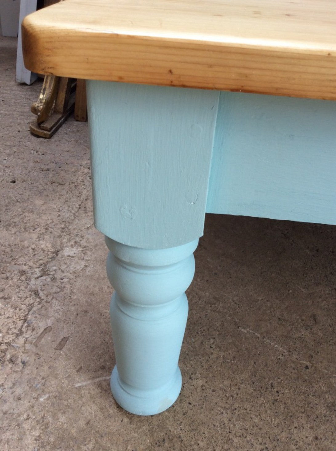 Salvaged Victorian Pine Old Square Painted Coffee Table 46cm X 100cm