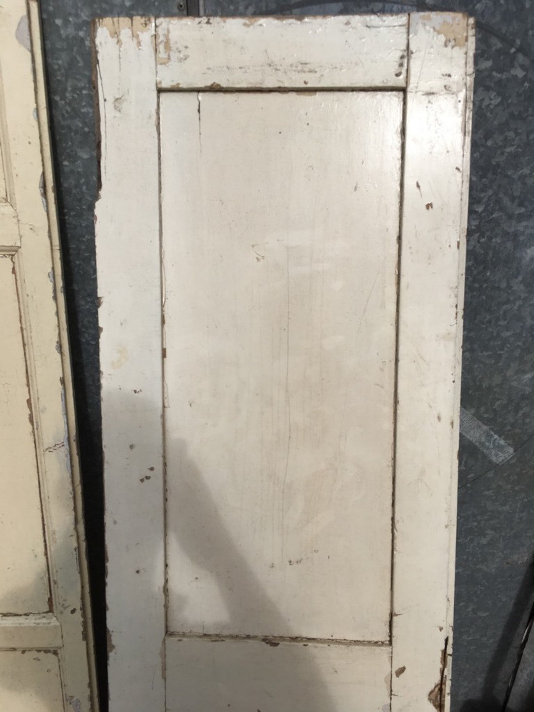 19 1/4”x71 5/8” Reclaimed Old Painted Pine Two Panel 1over1 Short Internal Door