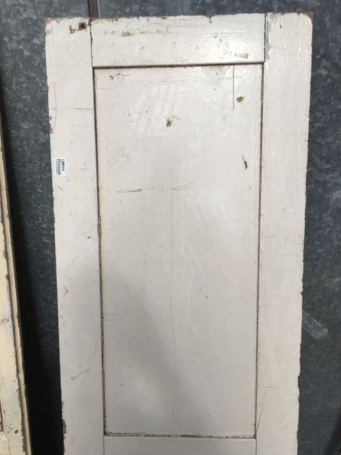 19 1/4”x71 5/8” Reclaimed Old Painted Pine Two Panel 1over1 Short Internal Door