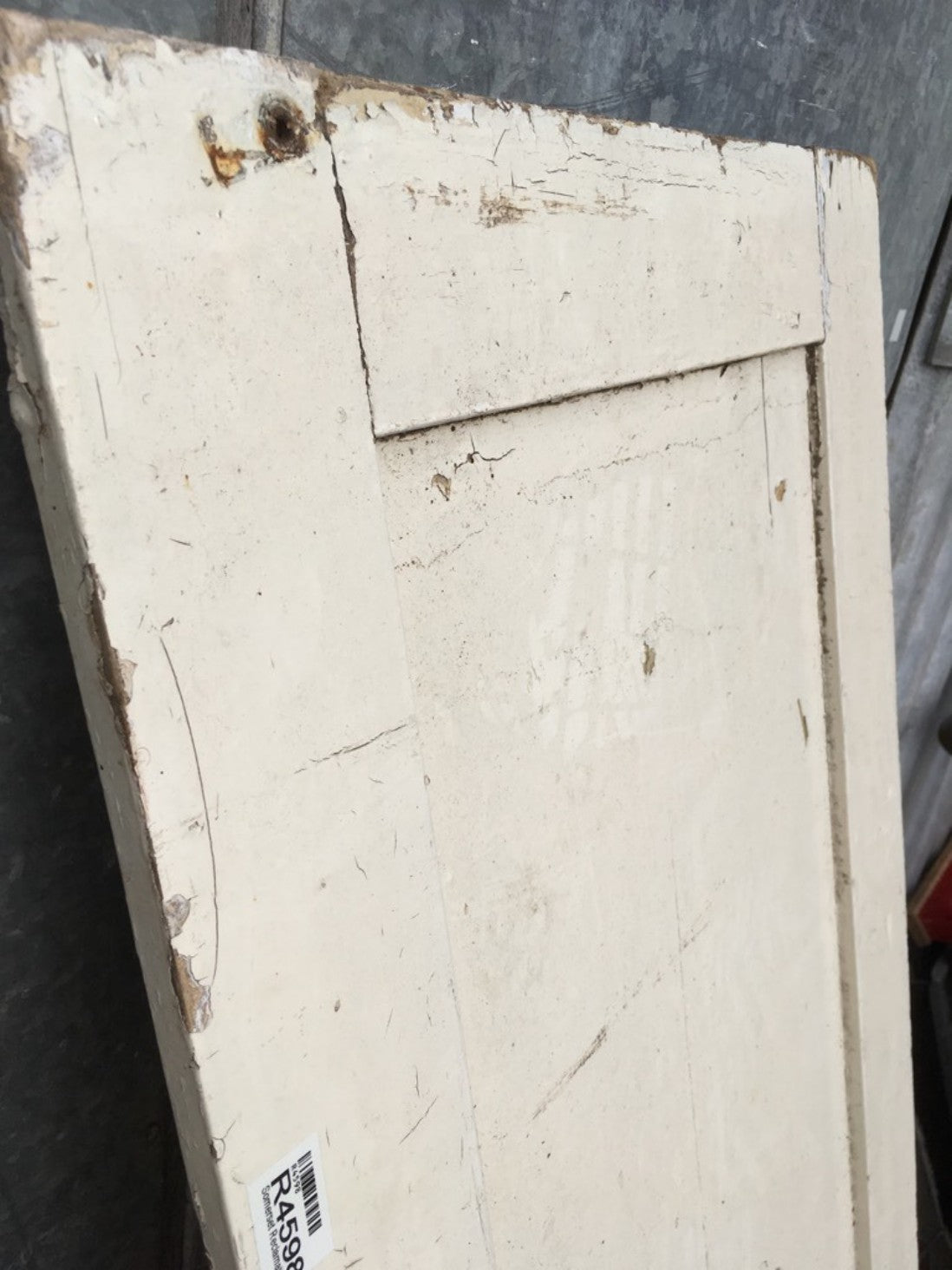 19 1/4”x71 5/8” Reclaimed Old Painted Pine Two Panel 1over1 Short Internal Door