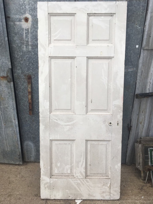 35”x82 3/8” Reclaimed Victorian Painted Pine Six Panel Internal Door