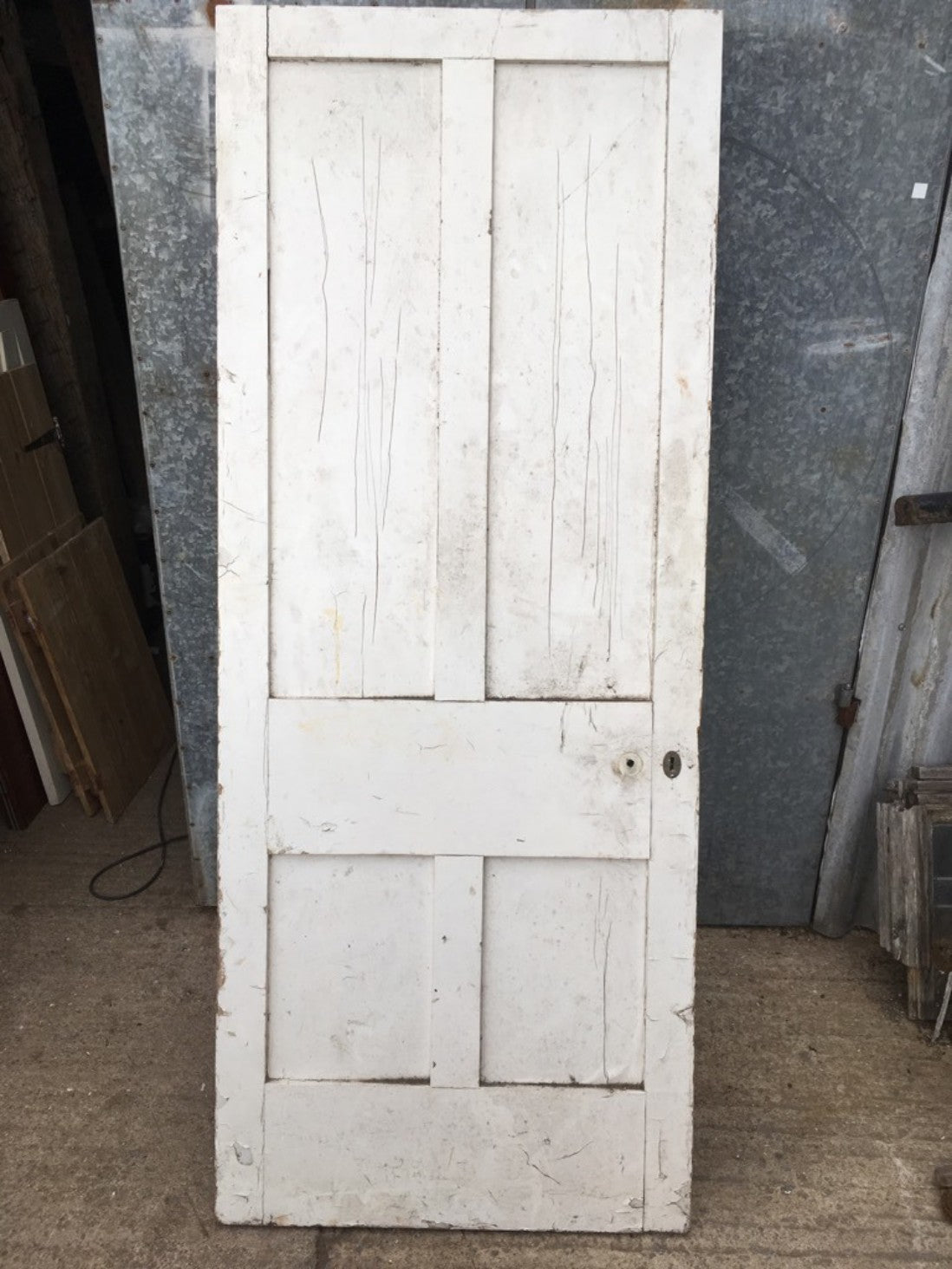 31 3/4”x79 1/4” Victorian Painted Pine Four Panel 2 Over 2 Internal Door