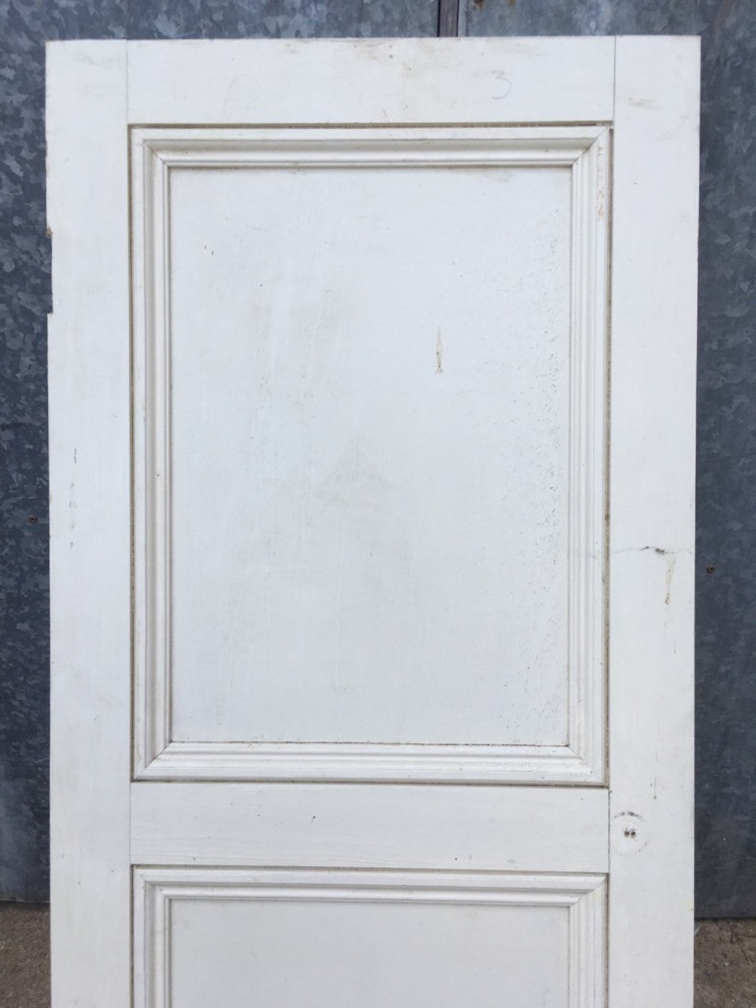 21”x50 7/8” Reclaimed Old Painted Pine Two Panel 1 Over 1 Short Internal Door