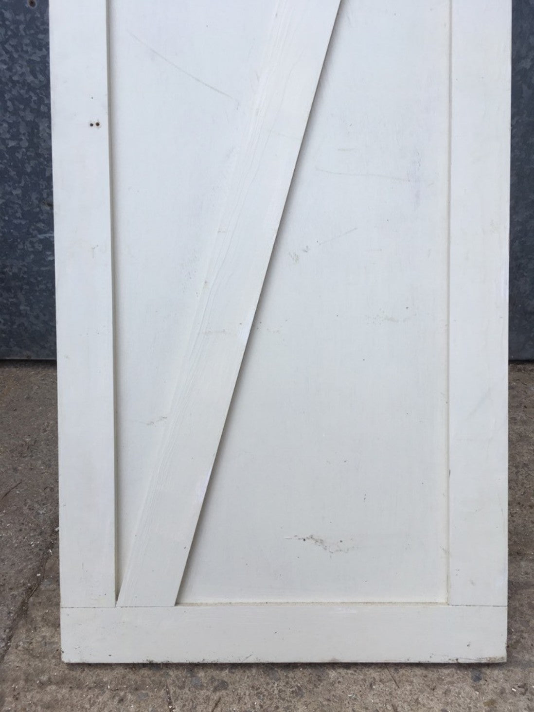 21”x50 7/8” Reclaimed Old Painted Pine Two Panel 1 Over 1 Short Internal Door