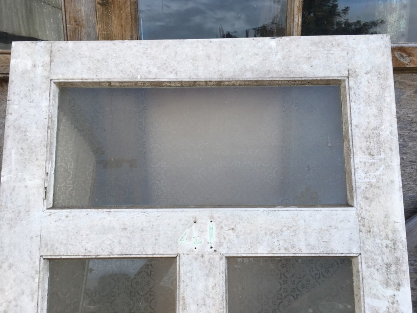 35 3/4”x90 1/8” Victorian Painted Pine Four Panel Glazed Internal External Door