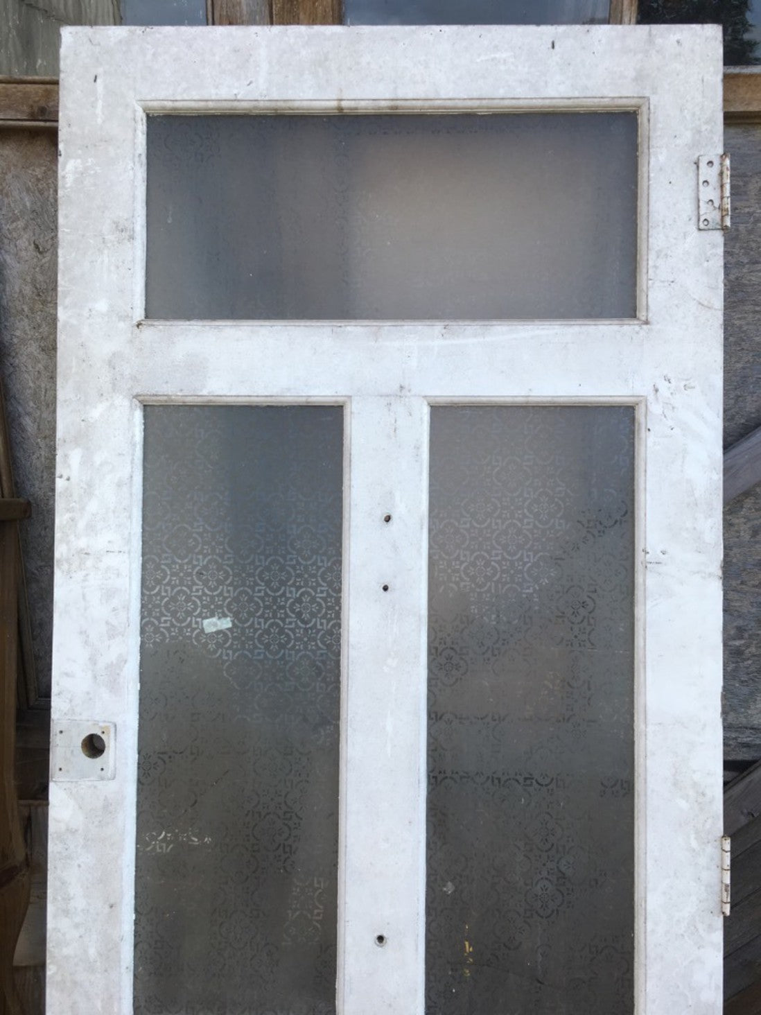 35 3/4”x90 1/8” Victorian Painted Pine Four Panel Glazed Internal External Door