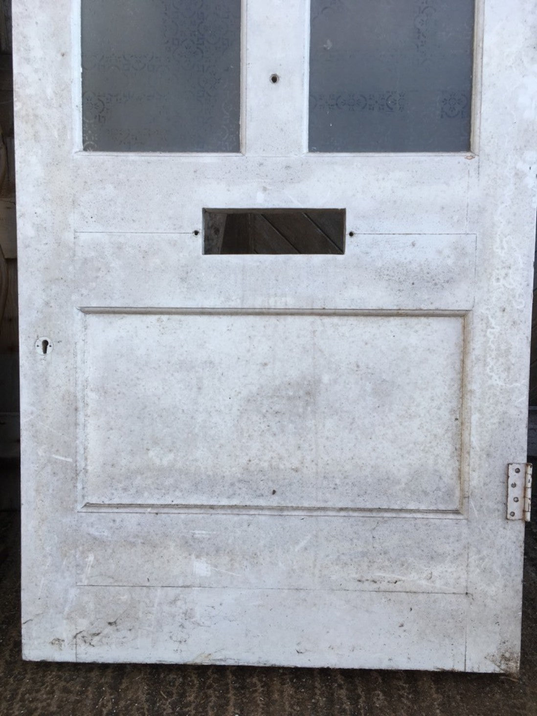 35 3/4”x90 1/8” Victorian Painted Pine Four Panel Glazed Internal External Door