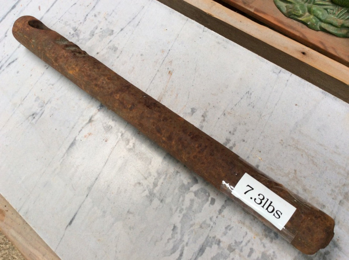 7 1/2lbs Reclaimed Victorian Cast Iron Solid Round Window Sash Weight
