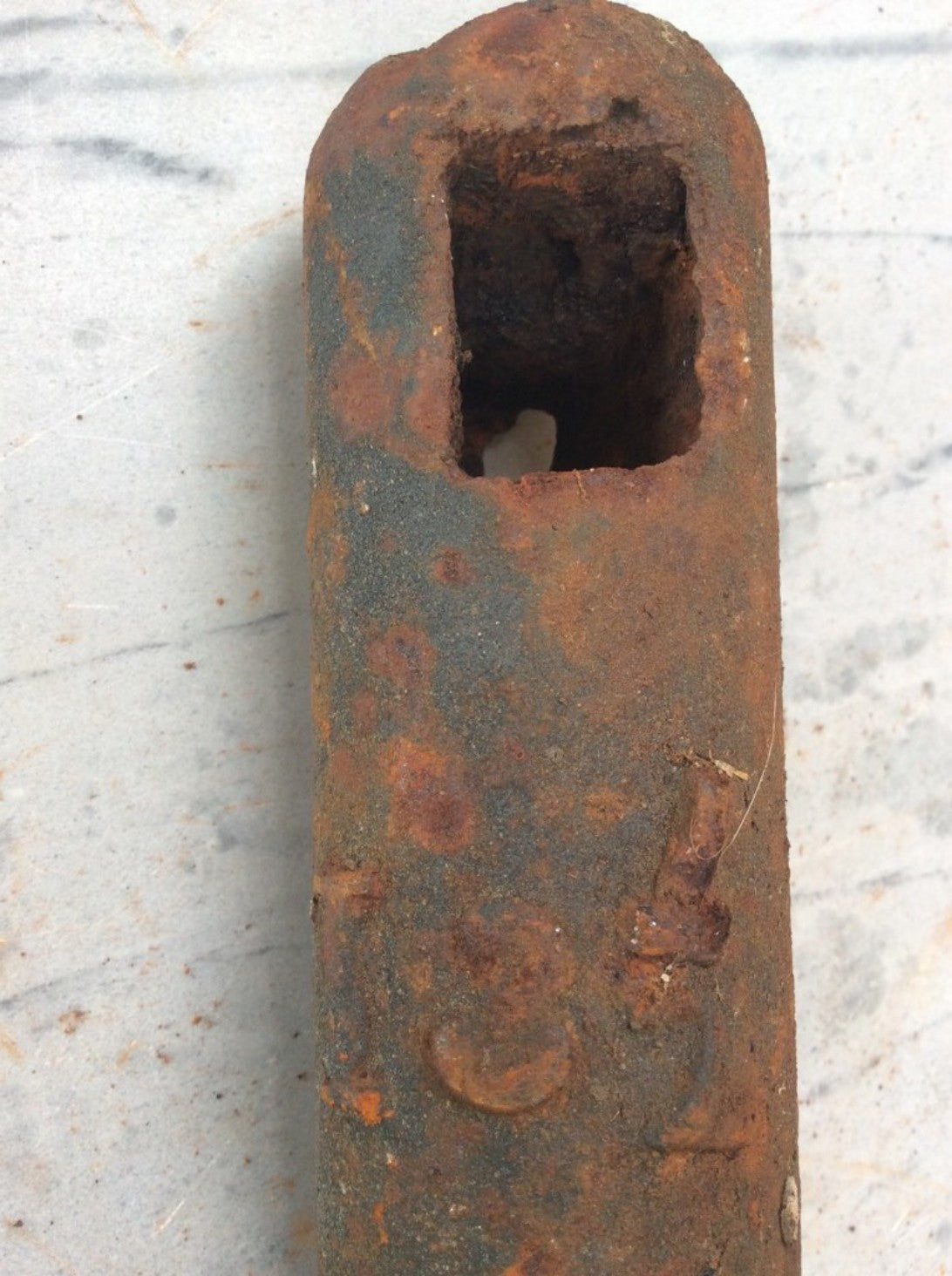 Salvaged Victorian Cast Iron Solid Round Window Sash Weight Stamped 13 1/2lbs