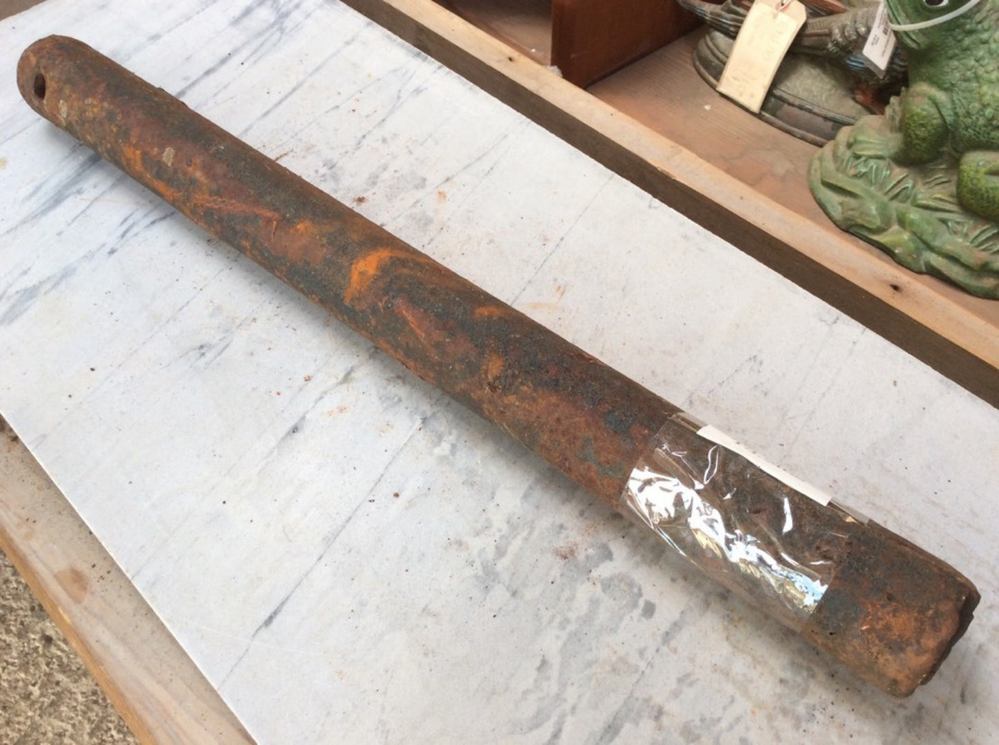 Salvaged Victorian Cast Iron Solid Round Window Sash Weight Stamped 13 1/2lbs