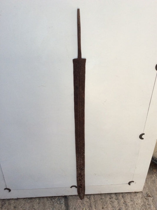 34 5/8” Interesting Old Reclaimed Wrought Iron Sword No Handle Rusty