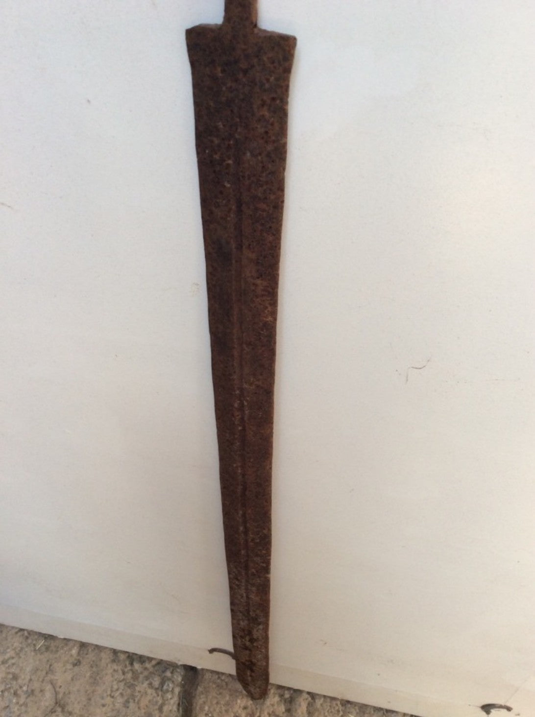 34 5/8” Interesting Old Reclaimed Wrought Iron Sword No Handle Rusty