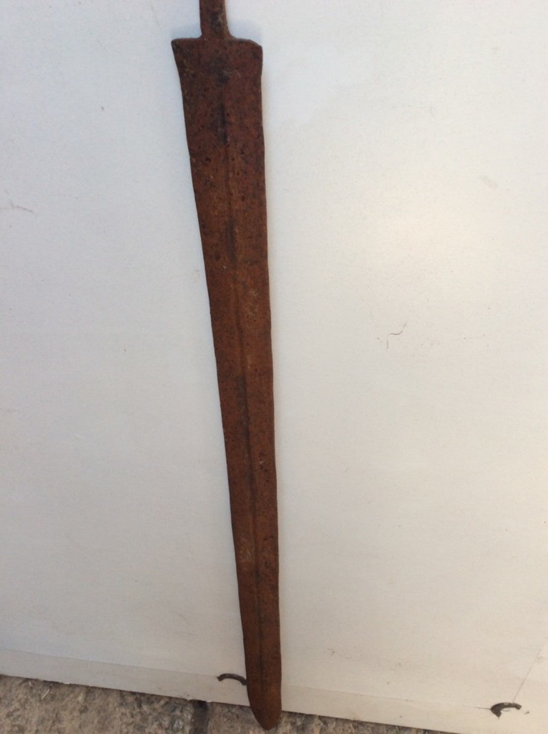 34 5/8” Interesting Old Reclaimed Wrought Iron Sword No Handle Rusty