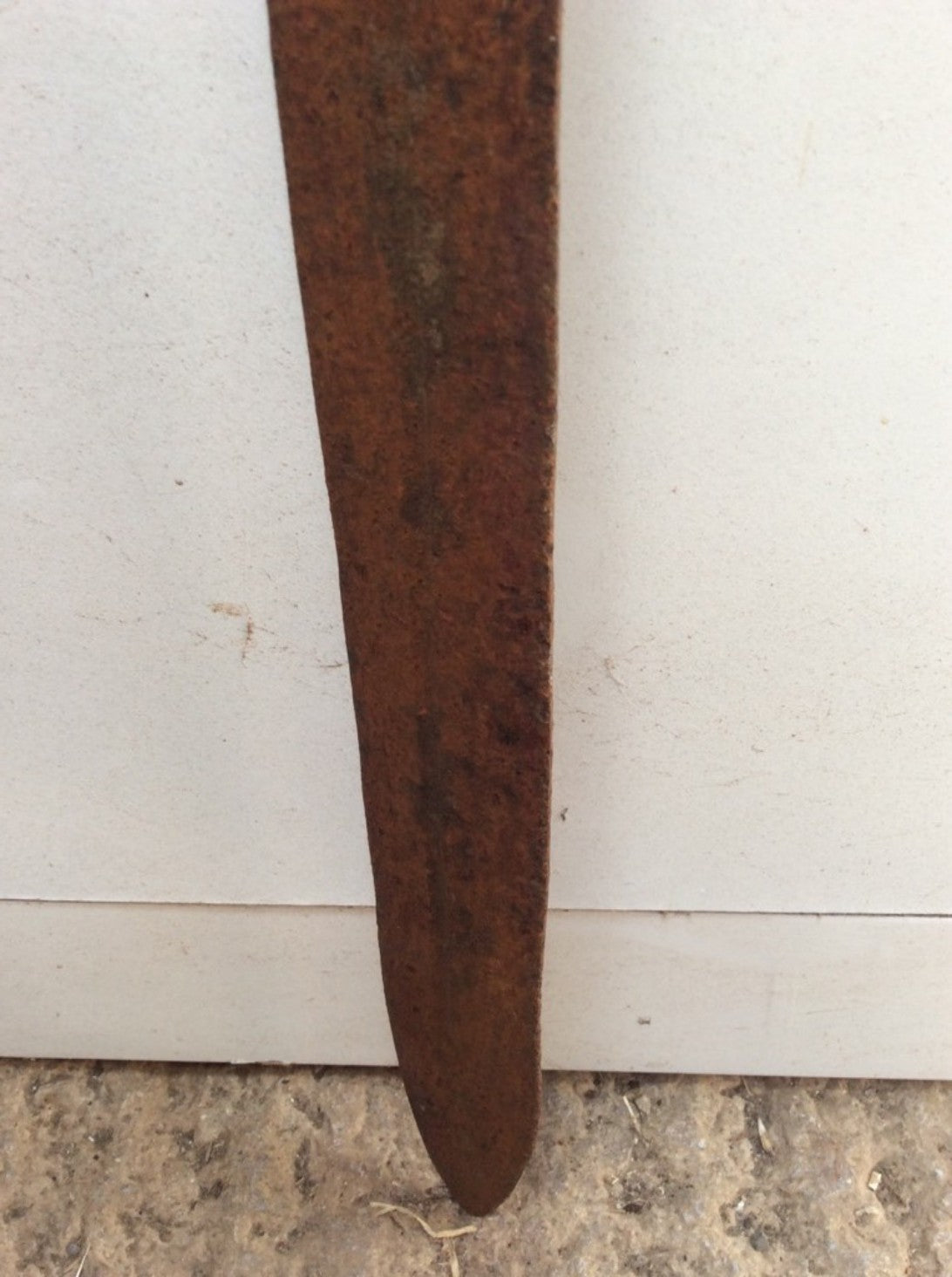 34 5/8” Interesting Old Reclaimed Wrought Iron Sword No Handle Rusty