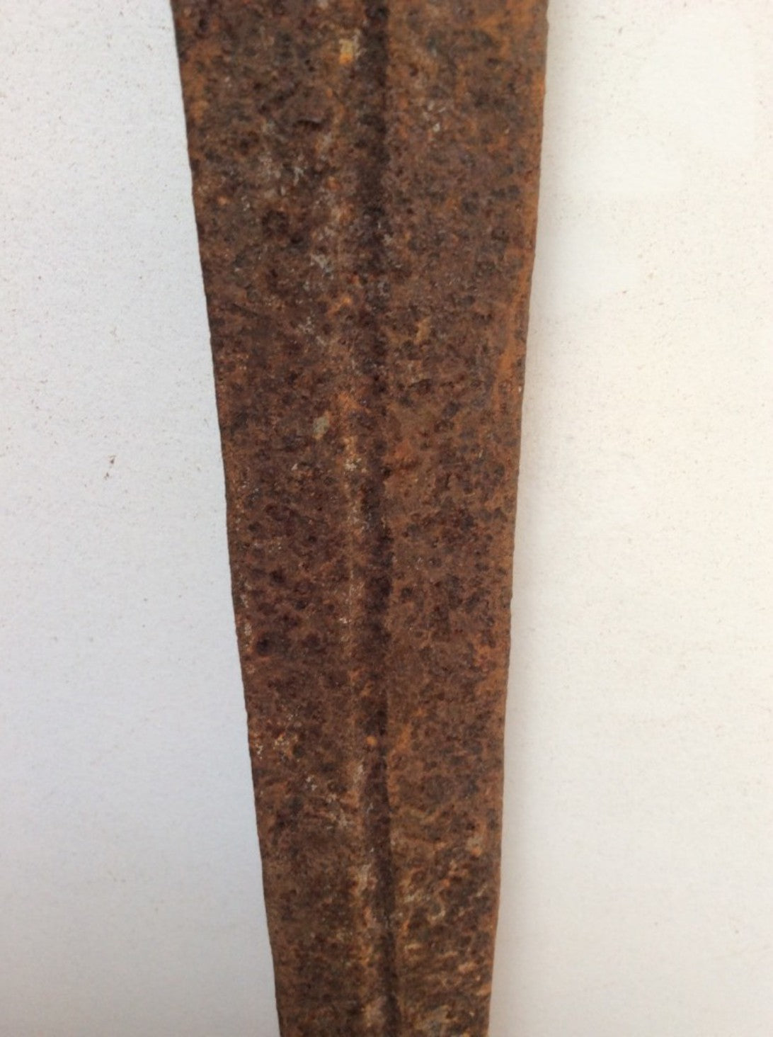 34 5/8” Interesting Old Reclaimed Wrought Iron Sword No Handle Rusty