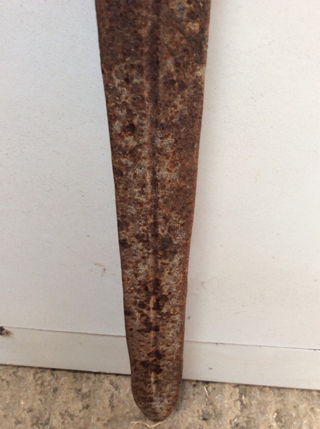 34 5/8” Interesting Old Reclaimed Wrought Iron Sword No Handle Rusty
