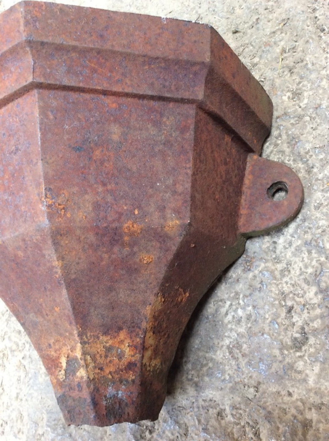 8 1/8” High Salvaged Victorian Cast Iron Fluted Eared Gutter Hopper