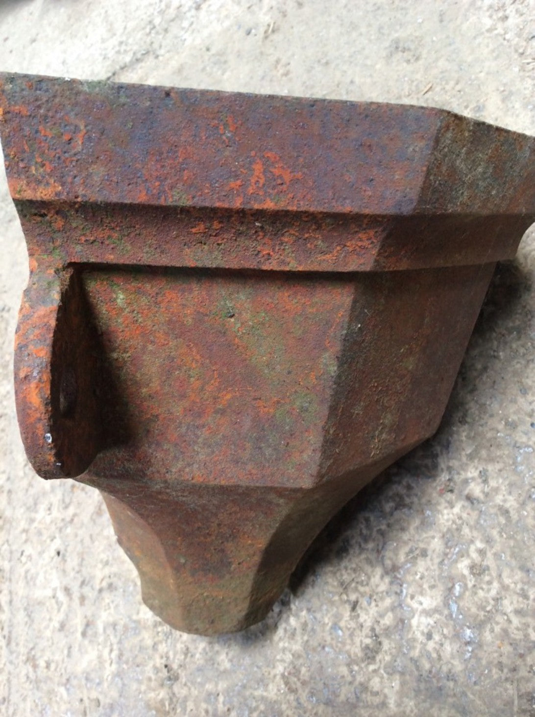 8 1/8” High Salvaged Victorian Cast Iron Fluted Eared Gutter Hopper