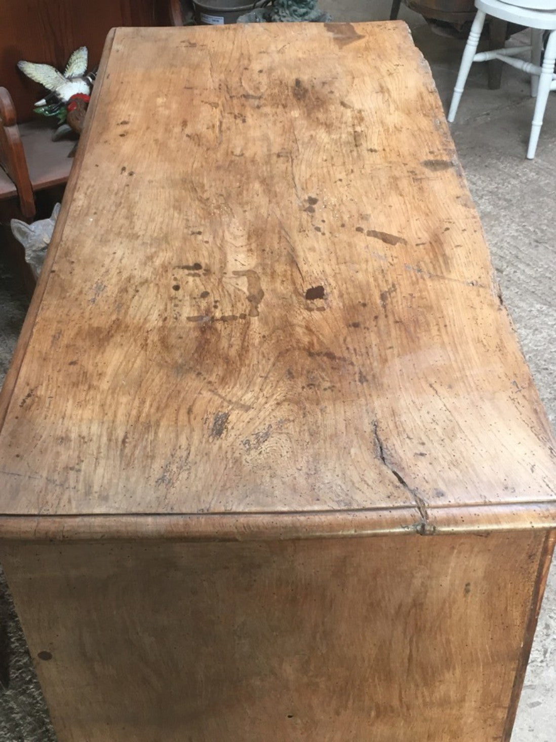 Rare Antique Early Victorian Period Elm 2 Over 3 Chest Of Drawers