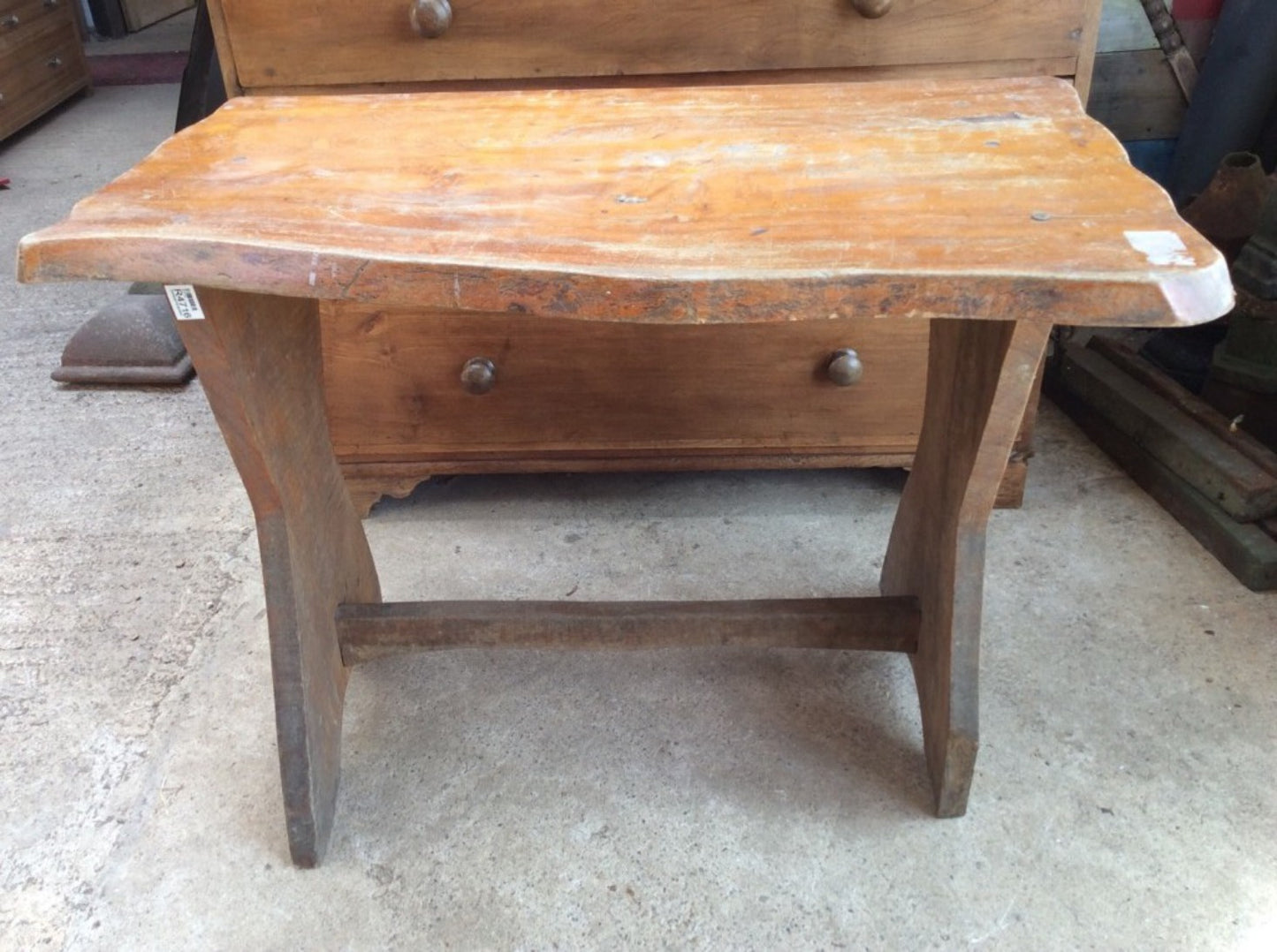 37” By 21” Interesting Old Elm Waney Edge Rustic Side Dining Table