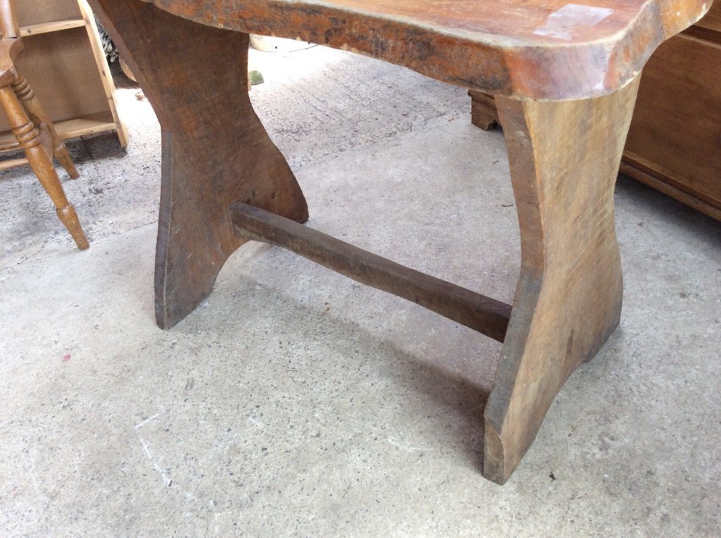 37” By 21” Interesting Old Elm Waney Edge Rustic Side Dining Table