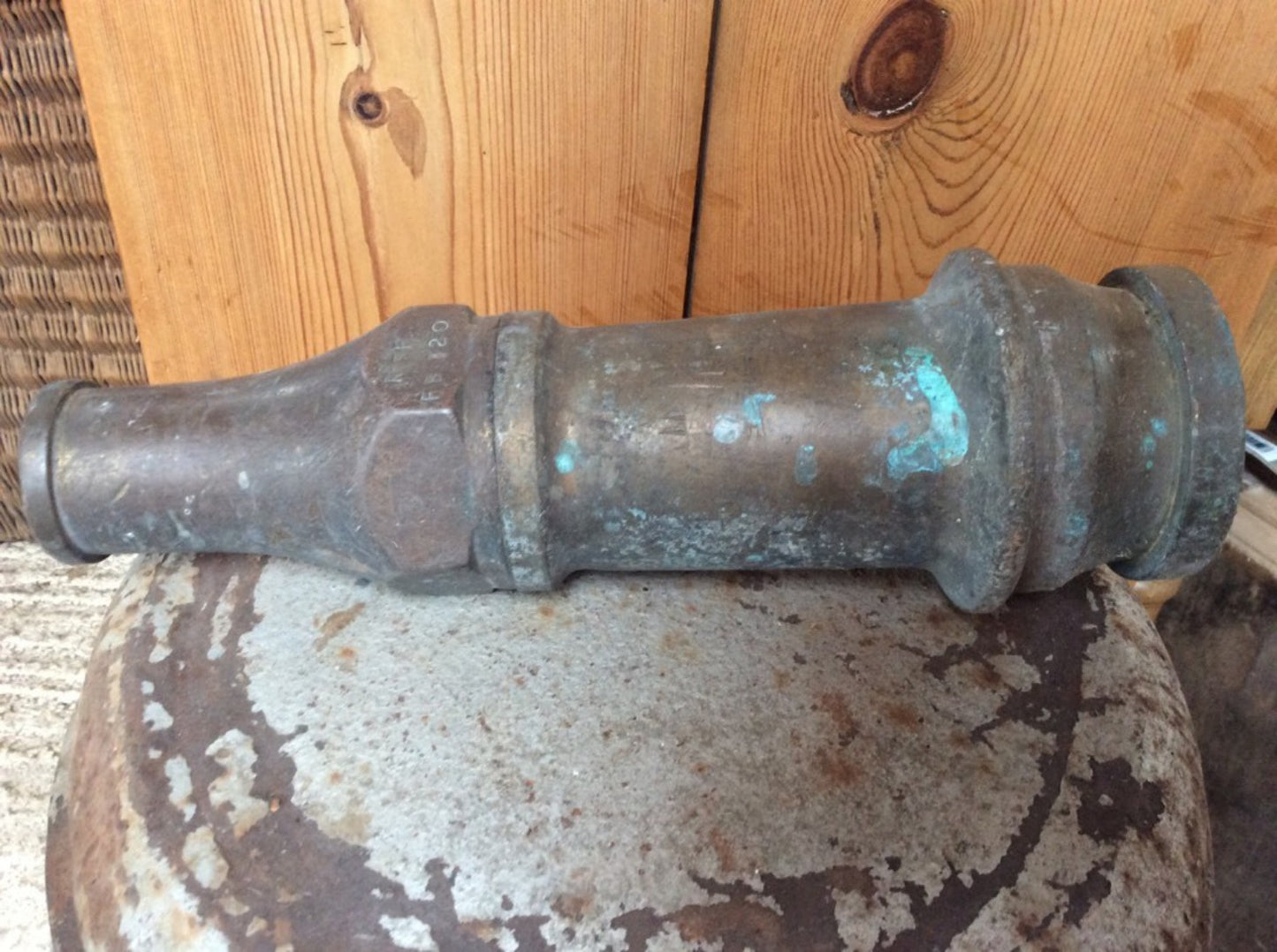 Vintage Old Brass WWII Fire Brigade Nozzle Dated 1941 - Fire Hose Nozzle