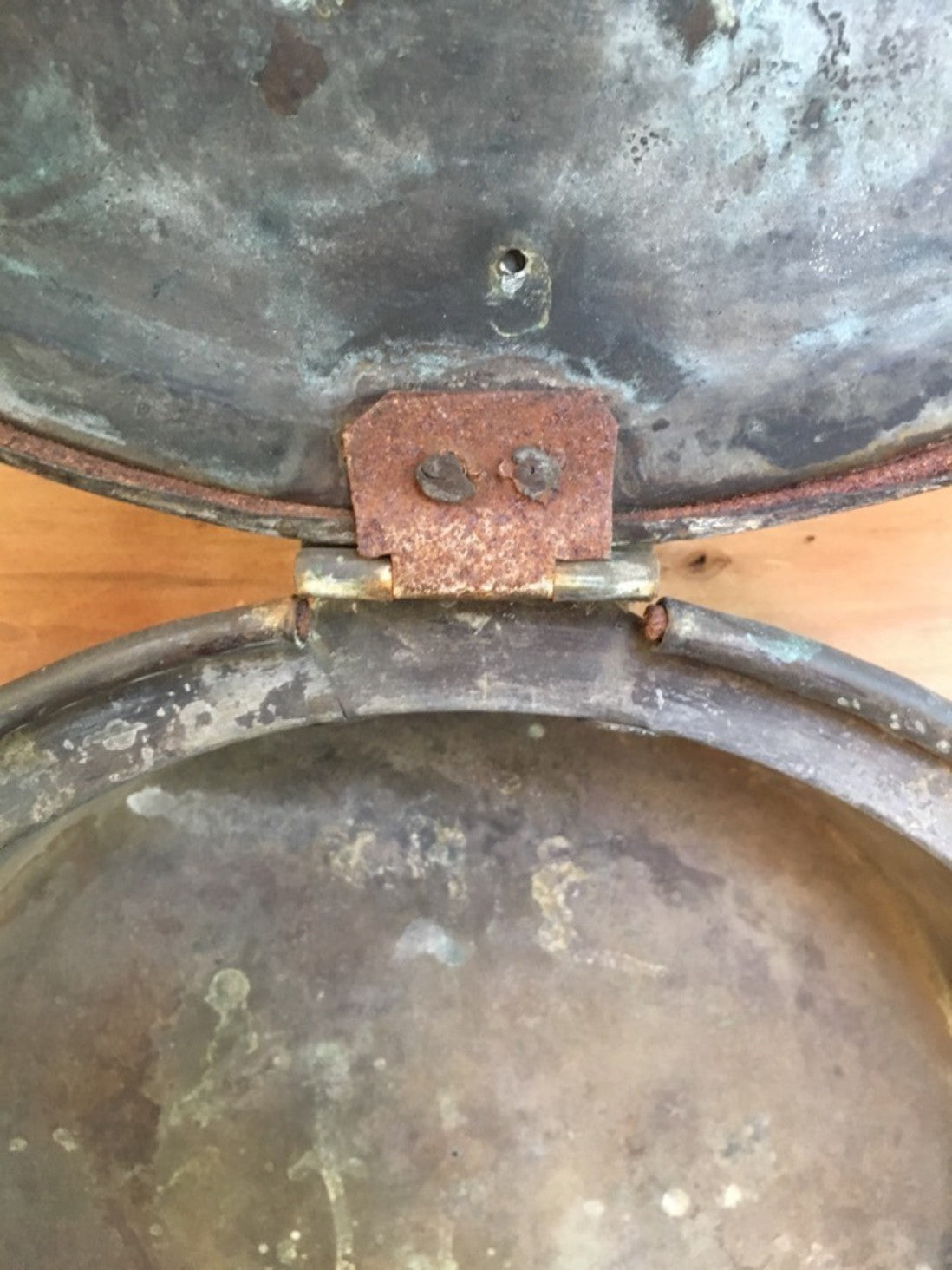 Antique Victorian Copper Large Bed Warming Pan 12 3/4" Diameter
