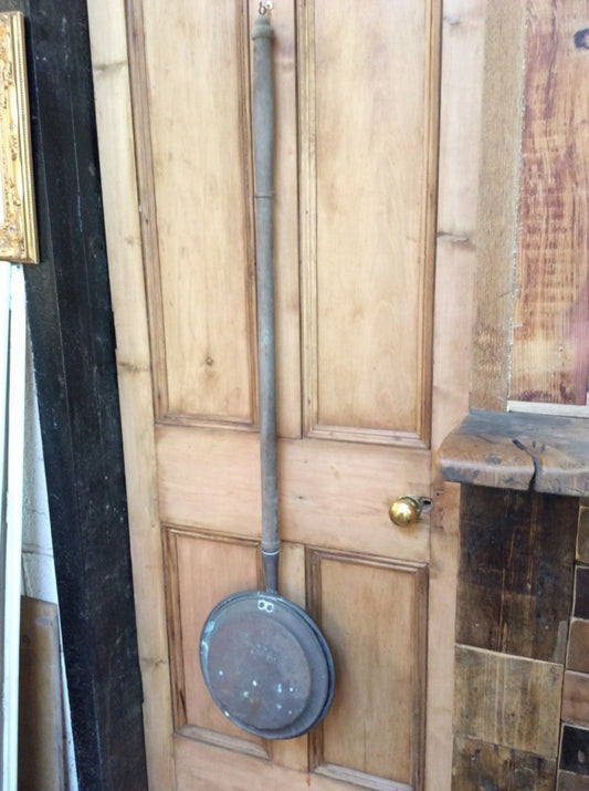 Antique Large Victorian Copper Bed Warming Pan 12 3/8" Diameter