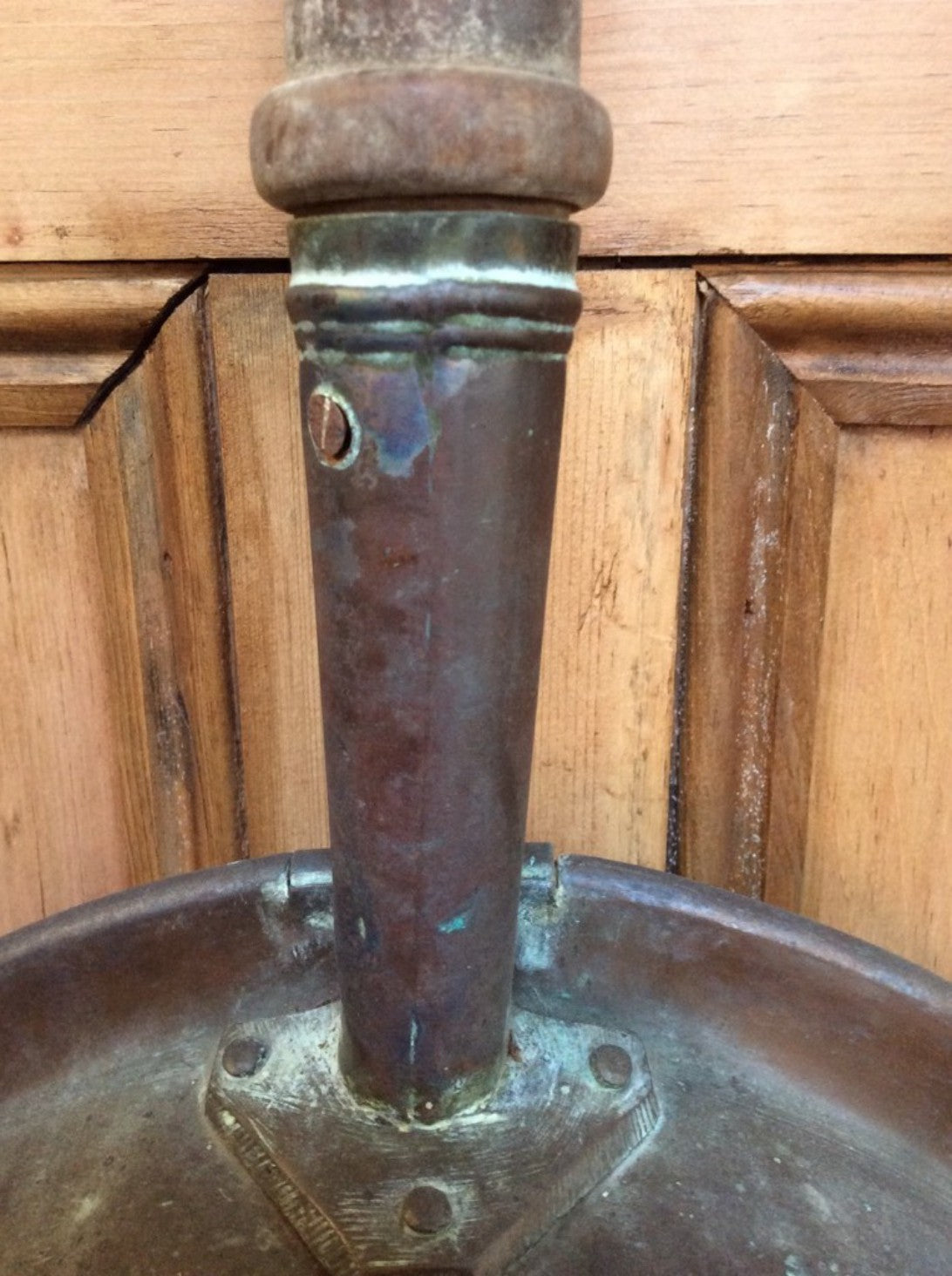 Antique Large Victorian Copper Bed Warming Pan 12 3/8" Diameter