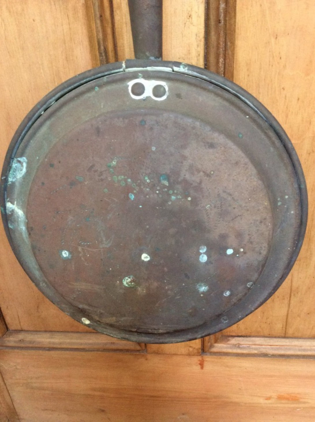 Antique Large Victorian Copper Bed Warming Pan 12 3/8" Diameter