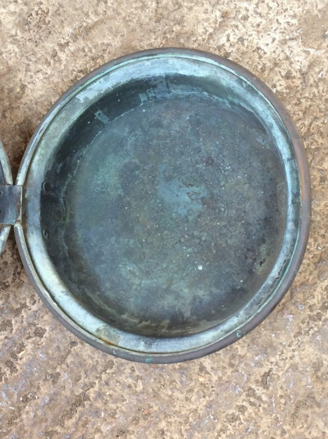 Antique Large Victorian Copper Bed Warming Pan 12 3/8" Diameter
