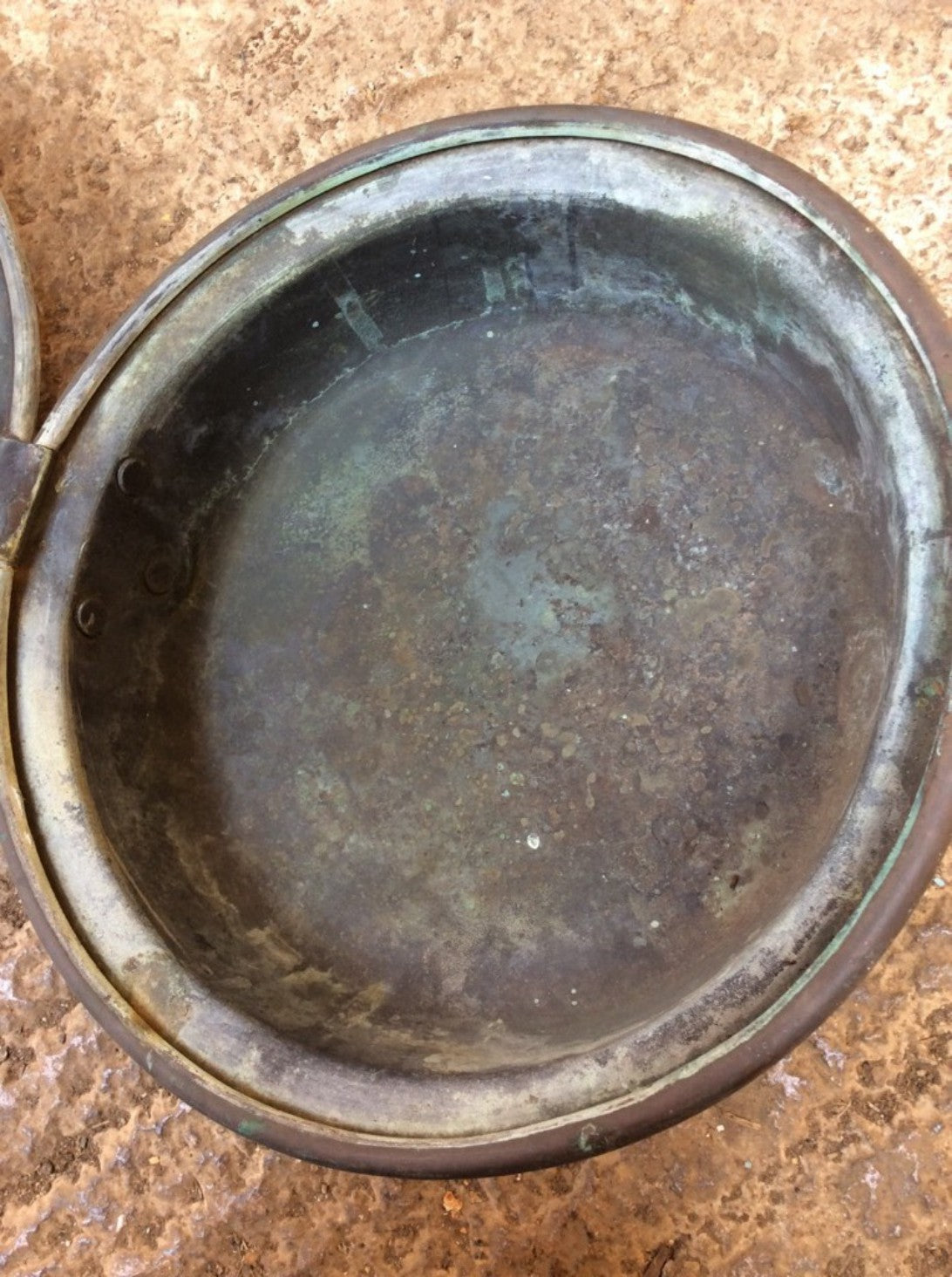 Antique Large Victorian Copper Bed Warming Pan 12 3/8" Diameter
