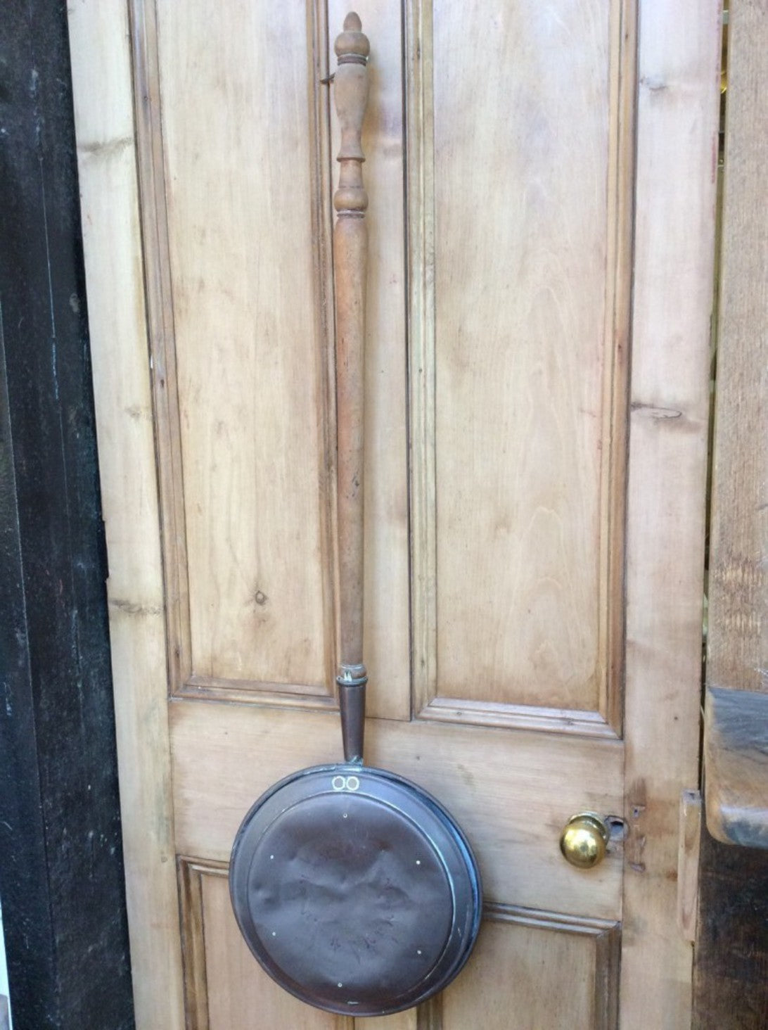 Antique Victorian Copper Large Bed Warming Pan 12 3/8 Diameter