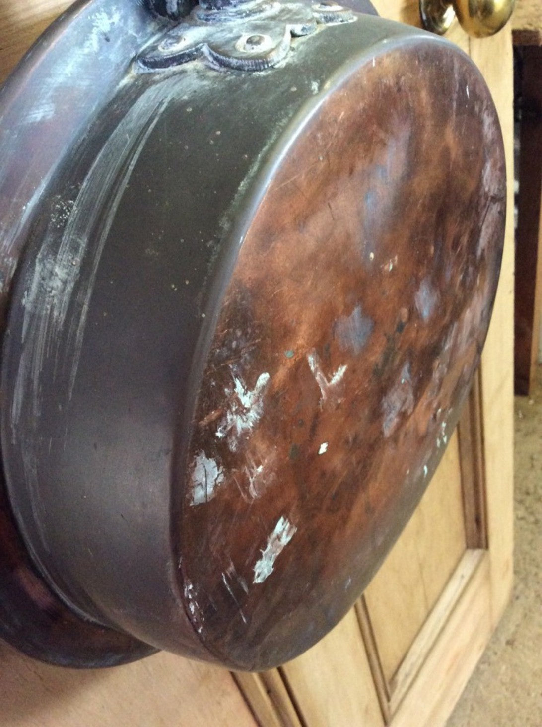 Antique Victorian Copper Large Bed Warming Pan 12 3/8 Diameter