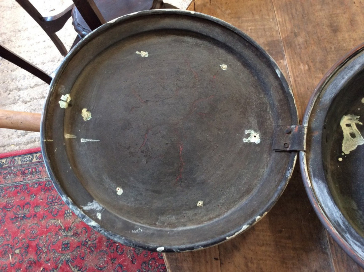 Antique Victorian Copper Large Bed Warming Pan 12 3/8 Diameter