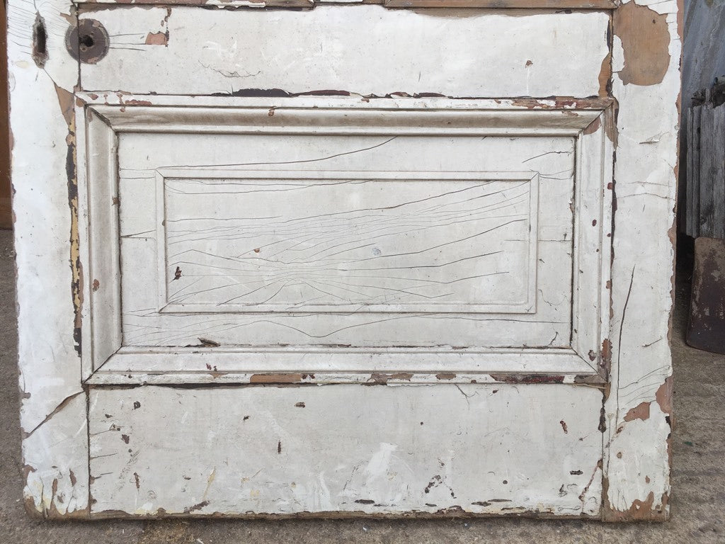 36 3/8”x82 5/8” Victorian Painted Pine Four Panel 1 Over 2 Over 1 Internal Door