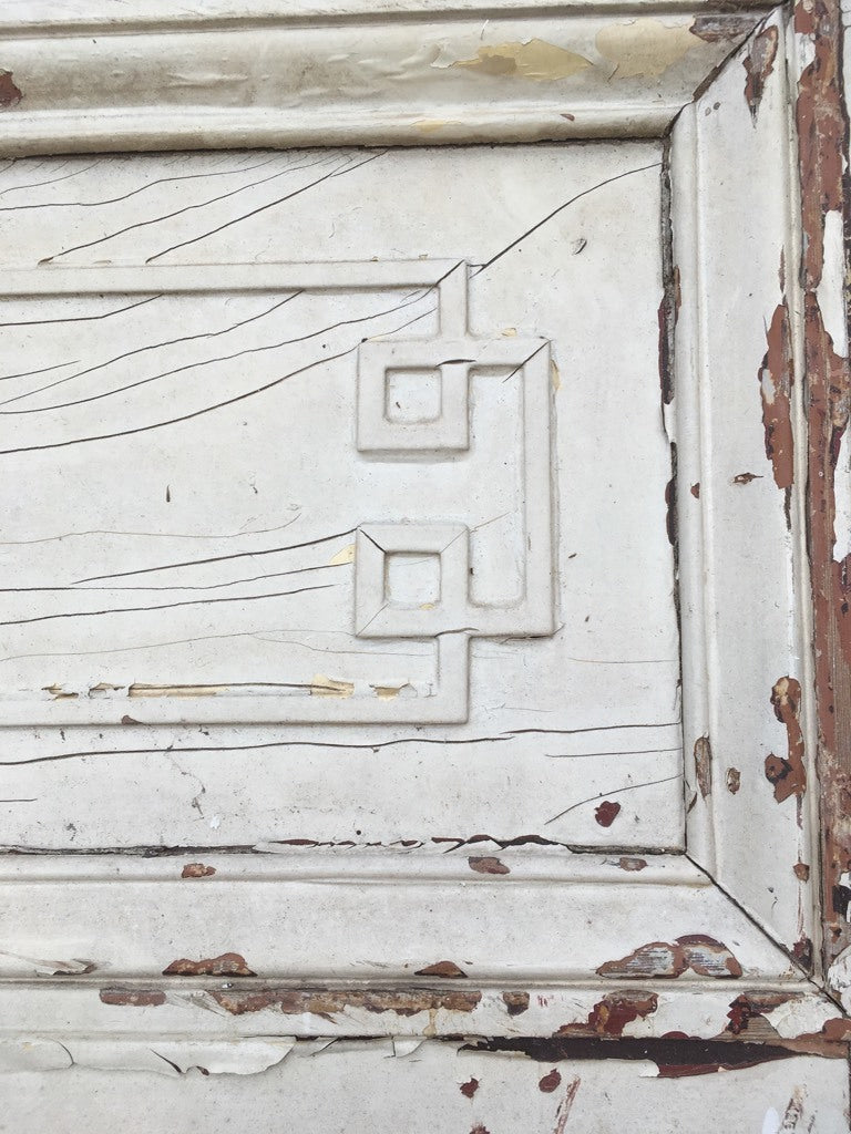36 3/8”x82 5/8” Victorian Painted Pine Four Panel 1 Over 2 Over 1 Internal Door