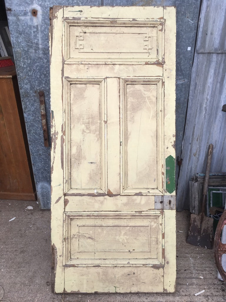 36 3/8”x82 5/8” Victorian Painted Pine Four Panel 1 Over 2 Over 1 Internal Door