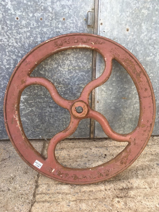 26 ¾” Diameter Vintage Old Cast Iron Medway Deptford Machine V Belt Drive Wheel