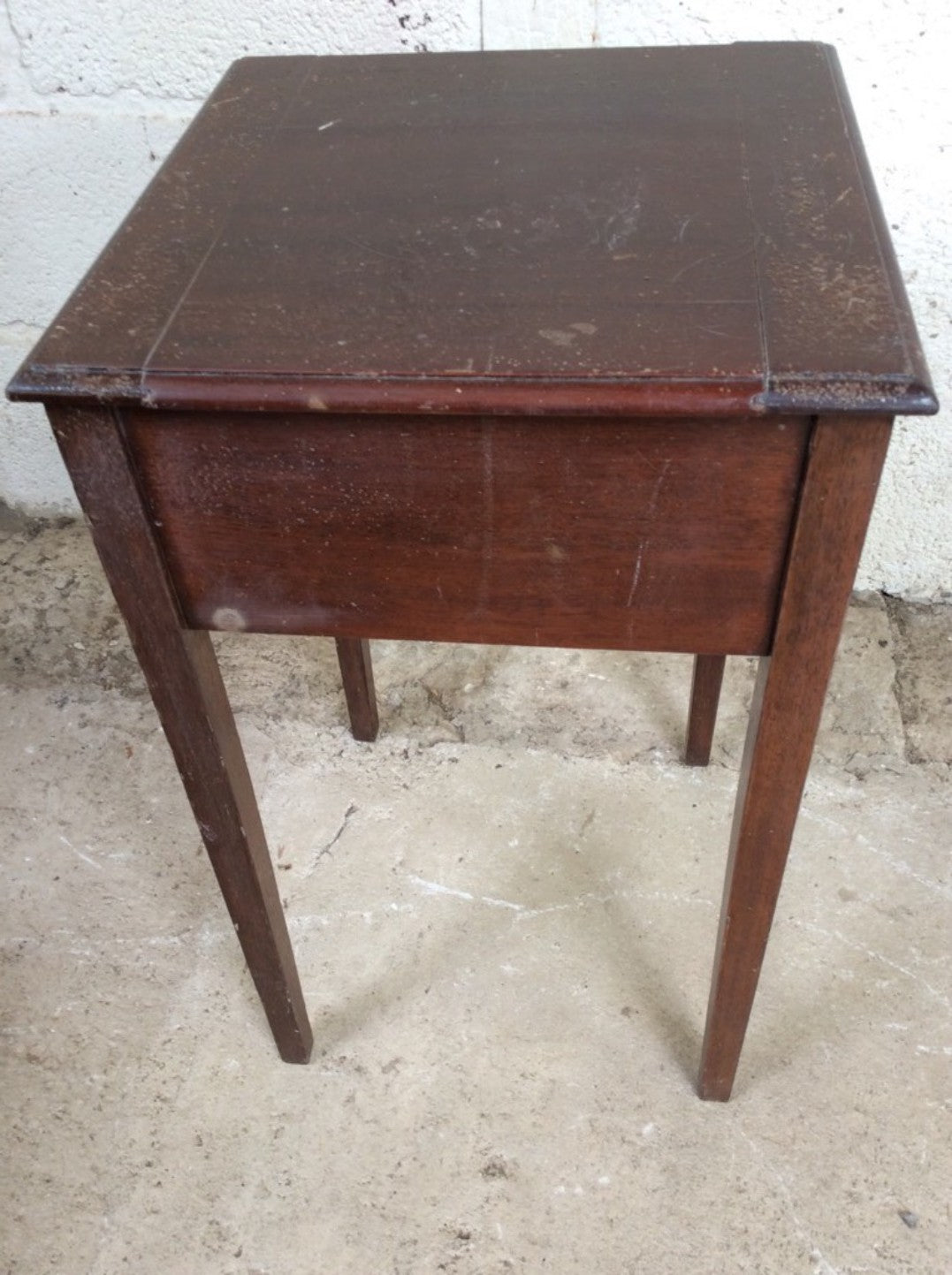 24” X 14 1/8” X 14” Reclaimed 20th Century Mahogany Sewing Box With Hinged Lid